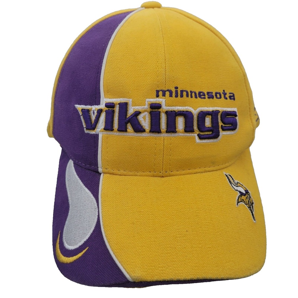 Reebok Minnesota Vikings NFL 7-Panel Adj Hat Cap Yellow‎ Purple Retro Cotton
